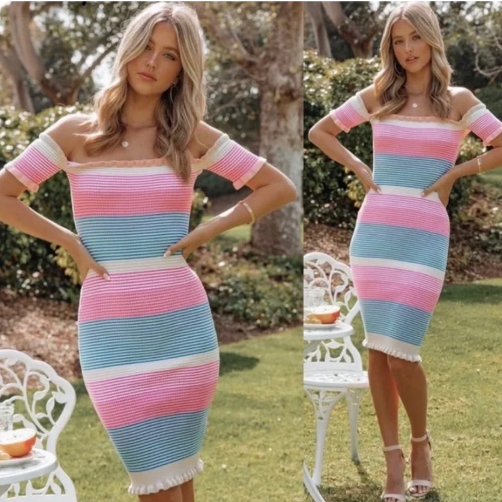 Blue & Pink Knit Dress